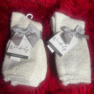 Wonderly Cream Lounge Socks with Silver Accents